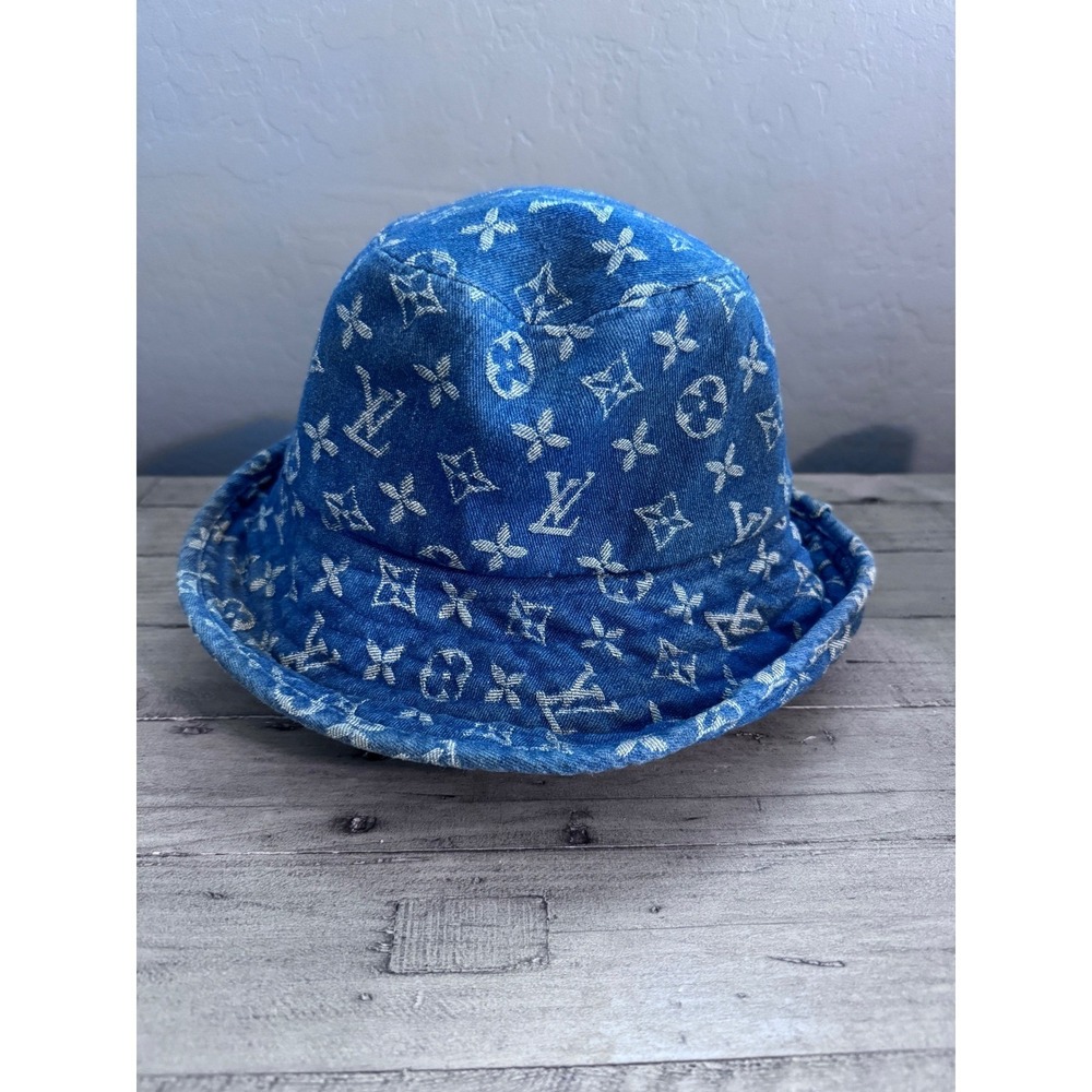 Vintage Louis Vuitton Monogram Denim Heavyweight Cotton Bucket Hat MP2092 - Picture 4 of 9